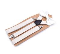 ZGHQHCDRH Bretelle, Bretelle in poliestere Set di cravatte Donna da uomo Farfalla Clip-On a Y Elastiche donna Regolabili Colore solido(White)