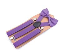 ZGHQHCDRH Bretelle, Bretelle in poliestere Set di cravatte Donna da uomo Farfalla Clip-On a Y Elastiche donna Regolabili Colore solido(Light Purple)