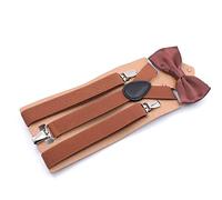 ZGHQHCDRH Bretelle, Bretelle in poliestere Set di cravatte Donna da uomo Farfalla Clip-On a Y Elastiche donna Regolabili Colore solido(Brown)