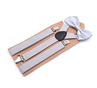 ZGHQHCDRH Bretelle, Bretelle in poliestere Set di cravatte Donna da uomo Farfalla Clip-On a Y Elastiche donna Regolabili Colore solido(Light Gray)