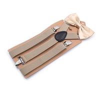 ZGHQHCDRH Bretelle, Bretelle in poliestere Set di cravatte Donna da uomo Farfalla Clip-On a Y Elastiche donna Regolabili Colore solido(Khaki)