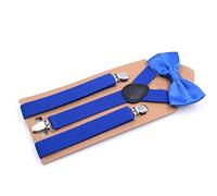 ZGHQHCDRH Bretelle, Bretelle in poliestere Set di cravatte Donna da uomo Farfalla Clip-On a Y Elastiche donna Regolabili Colore solido(Sapphire)