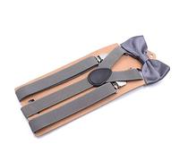 ZGHQHCDRH Bretelle, Bretelle in poliestere Set di cravatte Donna da uomo Farfalla Clip-On a Y Elastiche donna Regolabili Colore solido(Dark Gray)