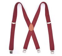 ZGHQHCDRH Bretelle, Bretelle nere resistenti for uomo elastiche regolabili con X-Back Accessori di abbigliamento alla moda da(Burgundy)