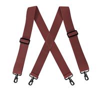 ZGHQHCDRH Bretelle, Bretelle pesanti grandi alte 5 cm di larghezza con 4 ganci girevoli passante for cintura X bretelle da lavoro posteriori elastiche regolabili for uomo donna moda(Wine Red)