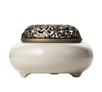 ZGHQHCDRH Bruciatore di incenso, Bruciatore di incenso Portaincenso Legno ed Erba Smalto Cenere Rotondo Piatto Ceramica Cerimonia del tè for Uso Domestico