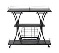ZGHQHCDRH carrellino cucina Carrello con ruote con portabottiglie e portabicchieri, carrello a 3 livelli con ripiano in legno, metallo, liquore, tè, bar, carrello su ruota Carrello Mobile per Bevande