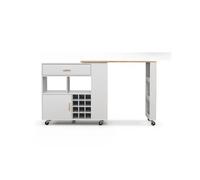 ZGHQHCDRH carrellino cucina Carrello di servizio reversibile 4 in 1 Combo tavolo da bar, carrello portaoggetti su ruote con piano in legno di gomma Carrello Mobile per Bevande