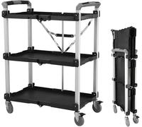 ZGHQHCDRH carrellino cucina Carrello pieghevole portatile Carrello di servizio pieghevole, XL, capacità 300 libbre, nero Carrello Mobile per Bevande