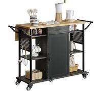 ZGHQHCDRH carrellino cucina Carrello portaoggetti da cucina con rotelle con estensione di superficie pieghevole, 6 ripiani, 1 armadietto, doppie maniglie laterali Carrello Mobile per Bevande
