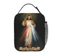 ZGHQHCDRH Cattolico Divina Misericordia Cristo Prodotto Isolato Borse per Il Pranzo per L'Ufficio Gesù Confido in Te Sacchetto di Conservazione del Cibo Refrigeratore Lunch Box