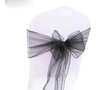 ZGHQHCDRH Cinturini per sedie, 25 Pezzi/Set Fodera for Sedia in Tessuto Tull di Organza Trasparente, Fascia for Fiocco, Decorazione for Banchetti for Feste di Nozze(Black)