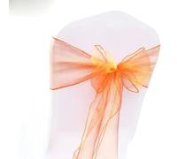ZGHQHCDRH Cinturini per sedie, 25 Pezzi/Set Fodera for Sedia in Tessuto Tull di Organza Trasparente, Fascia for Fiocco, Decorazione for Banchetti for Feste di Nozze(Coral Orange)
