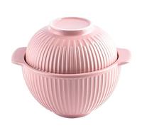 ZGHQHCDRH Ciotola in ceramica per noodle, Ciotola for noodle istantanei in ceramica, ciotole for zuppa in con coperchio, tazza for grande manico, for ramen piccole for microonde(Pink)