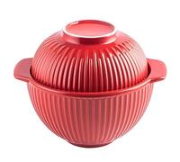ZGHQHCDRH Ciotola in ceramica per noodle, Ciotola for noodle istantanei in ceramica, ciotole for zuppa in con coperchio, tazza for grande manico, for ramen piccole for microonde(Red)
