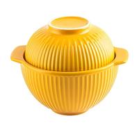 ZGHQHCDRH Ciotola in ceramica per noodle, Ciotola for noodle istantanei in ceramica, ciotole for zuppa in con coperchio, tazza for grande manico, for ramen piccole for microonde(Yellow)