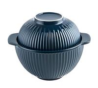 ZGHQHCDRH Ciotola in ceramica per noodle, Ciotola for noodle istantanei in ceramica, ciotole for zuppa in con coperchio, tazza for grande manico, for ramen piccole for microonde(Blue)