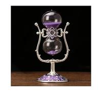 ZGHQHCDRH Clessidra, Decorazione del Vetro, Assistente Gestione Tempo, Clessidra in Metallo Vintage 15 Minuti / 30 60 Grande Orologio con Sabbia Antica Rotazione a 360°(Purple,30 Minutes)