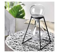 ZGHQHCDRH Clessidra, Decorazione in Vetro a Forma di Clessidra in Cristallo Trasparente, Regalo Creativo da 30 Minuti for la casa, scrivania, Decorazione dell'ufficio(Black Metal Frame)