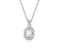 ZGHQHCDRH Collana, Collana fine Sterling for Donne S925 Argento Sterling Geometrico Ovale zircone Delicato alla Moda Girocollo Collana Delicata Catena Regalo Gioielli for Le Sue Ragazze Coppie