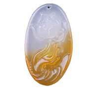 ZGHQHCDRH Collana con ciondolo in calcedonio giallo naturale, da uomo e da donna