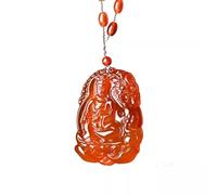 ZGHQHCDRH Collana con ciondolo in giada rossa Feng Shui naturale per donna, autentico yoga, calcedonio, agata, drago discendente, dea della misericordia