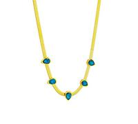 ZGHQHCDRH collana con cuore, Collana con pendente in zircone di cristallo blu a forma di goccia d'acqua in acciaio inossidabile 316L for regali di gioielli con catena girocollo vintage da donna