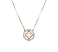 ZGHQHCDRH collana con cuore, Collana da donna con ciondolo trifoglio in acciaio inossidabile oro rosa