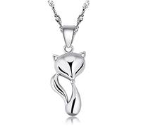 ZGHQHCDRH collana con cuore, Collana in argento sterling 925 Gioielli da donna Ciondolo volpe animale Catena a maglie Chocker for festa di fidanzamento di nozze