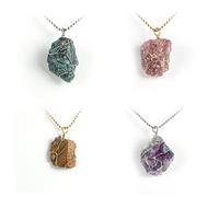 ZGHQHCDRH Collana con lapislazzuli e lapislazzuli di cristallo naturale irregolare blu apatite occhio di tigre ciondolo turchese ametista gioielli catena, A, Standard, Standard