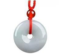 ZGHQHCDRH Collana con pendente in giada bianca Feng Shui naturale per donna, con fibbia della pace in giada yoga autentica, di buon auspicio