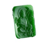 ZGHQHCDRH Collana con pendente in giada verde scuro Feng Shui naturale per donne Yoga Hetian Jade Guanyin Moda di buon auspicio