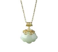 ZGHQHCDRH Collana da donna con ciondolo in giada etiana antica collana dorata retrò palazzo koi ciondolo gioielli collana gioielli regalo per le donne (giada etiana)