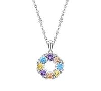 ZGHQHCDRH Collana da donna in argento, Collana a cerchio fine sterling for donna S925 Argento Fiori colorati Delicato girocollo alla moda delicata Catena Regalo Gioielli for le sue ragazze Coppie