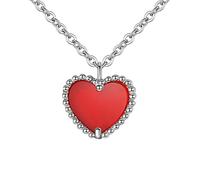 ZGHQHCDRH Collana da donna in argento, Collana a cuore sterling for donna S925 Argento Cuore rosso Delicato girocollo alla moda delicata Catena Regalo Gioielli for le sue ragazze Coppie