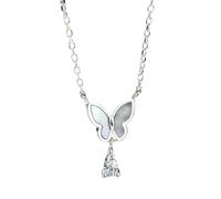 ZGHQHCDRH Collana da donna in argento, Collana a goccia sterling for donna S925 Argento Farfalla Zircone Delicato Girocollo alla moda delicata Catena Regalo Gioielli for le sue ragazze Coppie