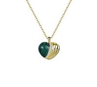 ZGHQHCDRH Collana da donna in argento, Collana con cuore sterling for donna Argento S925 Pietra di malachite Delicato girocollo alla moda delicata Catena Regalo Gioielli for le sue ragazze Coppie