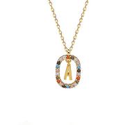 ZGHQHCDRH Collana da donna in argento, Collana con lettera sterling for donna S925 Argento Zircone colorato Un delicato girocollo alla moda delicata Catena Regalo Gioielli for le sue ragazze Coppie