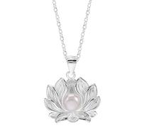 ZGHQHCDRH Collana da donna in argento, Collana con zirconi fini for le donne in argento sterling S925 perle di loto alla moda girocollo delicata Gioielli regalo for ragazze Coppie