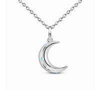 ZGHQHCDRH Collana da donna in argento, Collana Cresent Sterling for Donna S925 Argento Luna Pietra Di Delicato Trendy Choker Delicata Catena Regalo Gioielli for Le Sue Ragazze Coppie