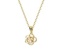 ZGHQHCDRH Collana da donna in argento, Collana in argento sterling S925 for donna elegante da Forma di camelia dorata Collane in stile minimalista Gioielli regalo for ragazze