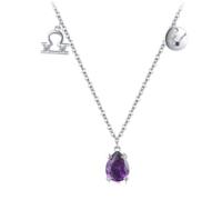 ZGHQHCDRH Collana da donna in argento, Collana in argento sterling S925 for donne Segni zodiacali Bilancia Zircone viola Accessorio moda Gioielli regalo for ragazze