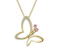 ZGHQHCDRH Collana da donna in argento, Collana in cristallo sterling for donna S925 Argento Farfalla Zircone Delicato Girocollo alla moda delicata Catena Regalo Gioielli for le sue ragazze Coppie