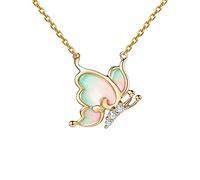 ZGHQHCDRH Collana da donna in argento, Collana vintage sterling for donna S925 argento smalto farfalla delicato girocollo alla moda collana delicata catena regalo gioielli for le sue ragazze coppie