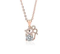 ZGHQHCDRH Collana da donna in argento, Collana zodiacale sterling for donna S925 argento topo zircone delicato girocollo alla moda collana delicata catena regalo gioielli for le sue ragazze coppie