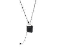 ZGHQHCDRH Collana da donna in argento, Sterling S925 Silver Fine Square Onyx Dainty Summer Trendy Choker Collana delicata Catena Regalo Gioielli for le sue ragazze Coppie