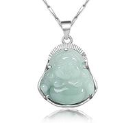 ZGHQHCDRH Collana del Buddha Maitreya in giada con ciondolo in giada S925