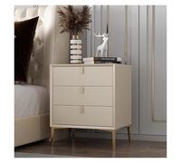 ZGHQHCDRH Comodino, Comodino in legno bianco, comodino leggero di lusso for camera da letto, moderno e semplice con 3 cassetti(Cream Color)