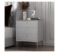 ZGHQHCDRH Comodino, Comodino in legno bianco, comodino leggero di lusso for camera da letto, moderno e semplice con 3 cassetti(Light Grey)