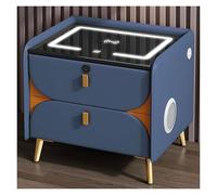 ZGHQHCDRH Comodino, Comodino intelligente con cassetto, porta di ricarica wireless e blocco delle impronte digitali, mobili for camera da letto bianchi(Blue 17.7in)